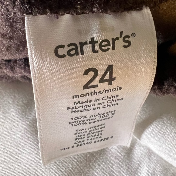 Old Navy cotton zip up sweater and Carter’s fleece pants - Picture 3 of 3